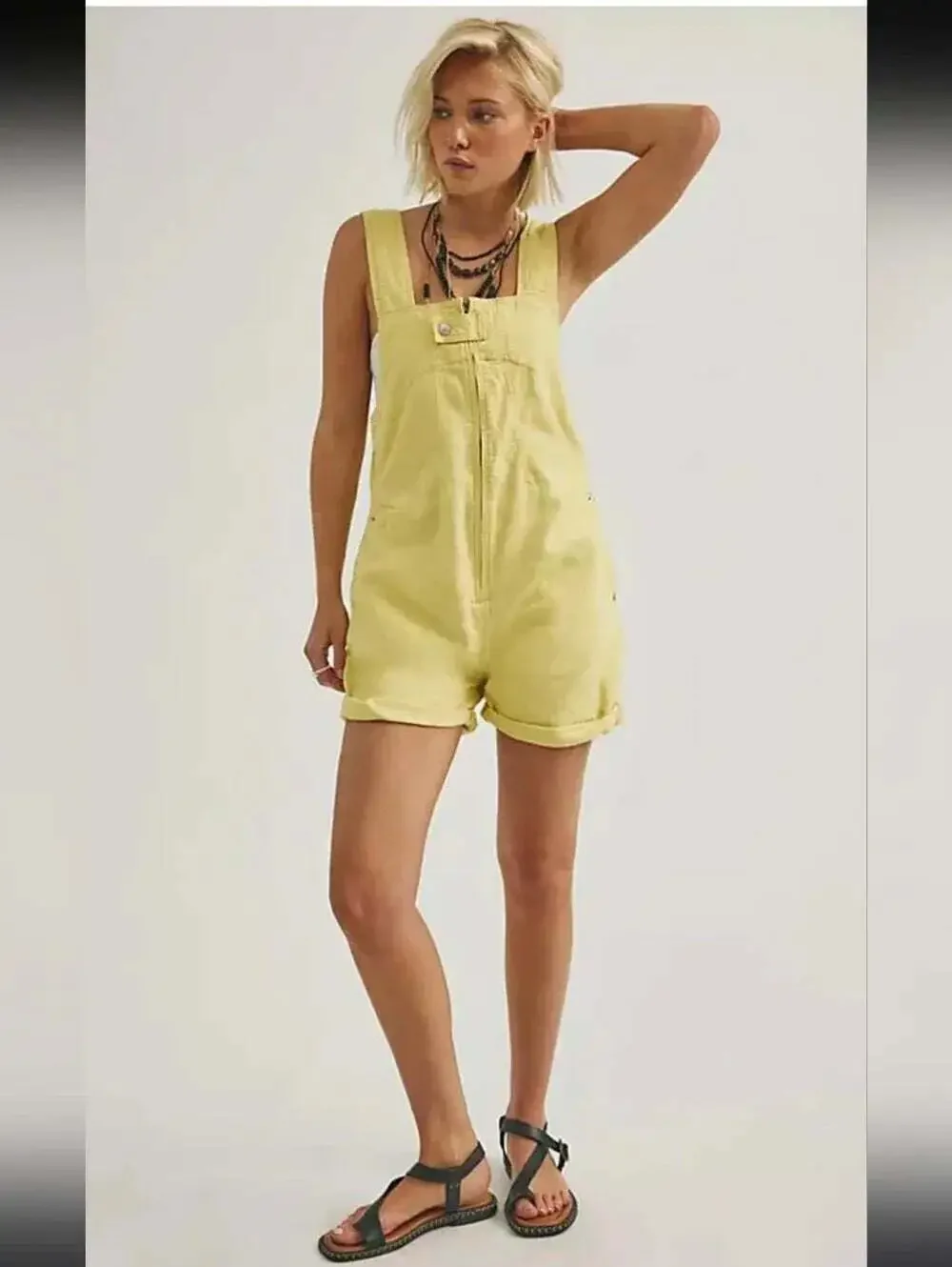 Free People We the Free Jude Shortall Size Large Sicilian Yellow Slouchy Boho